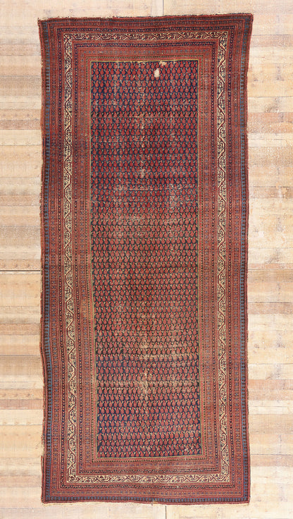 5 x 13 Navy Blue Antique Persian Malayer Rug 79324