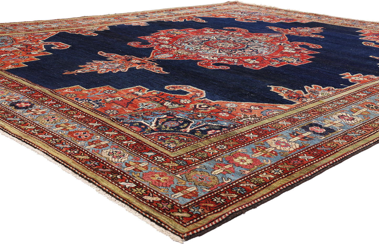 9 x 11 Navy Blue Antique Persian Malayer Rug 61504