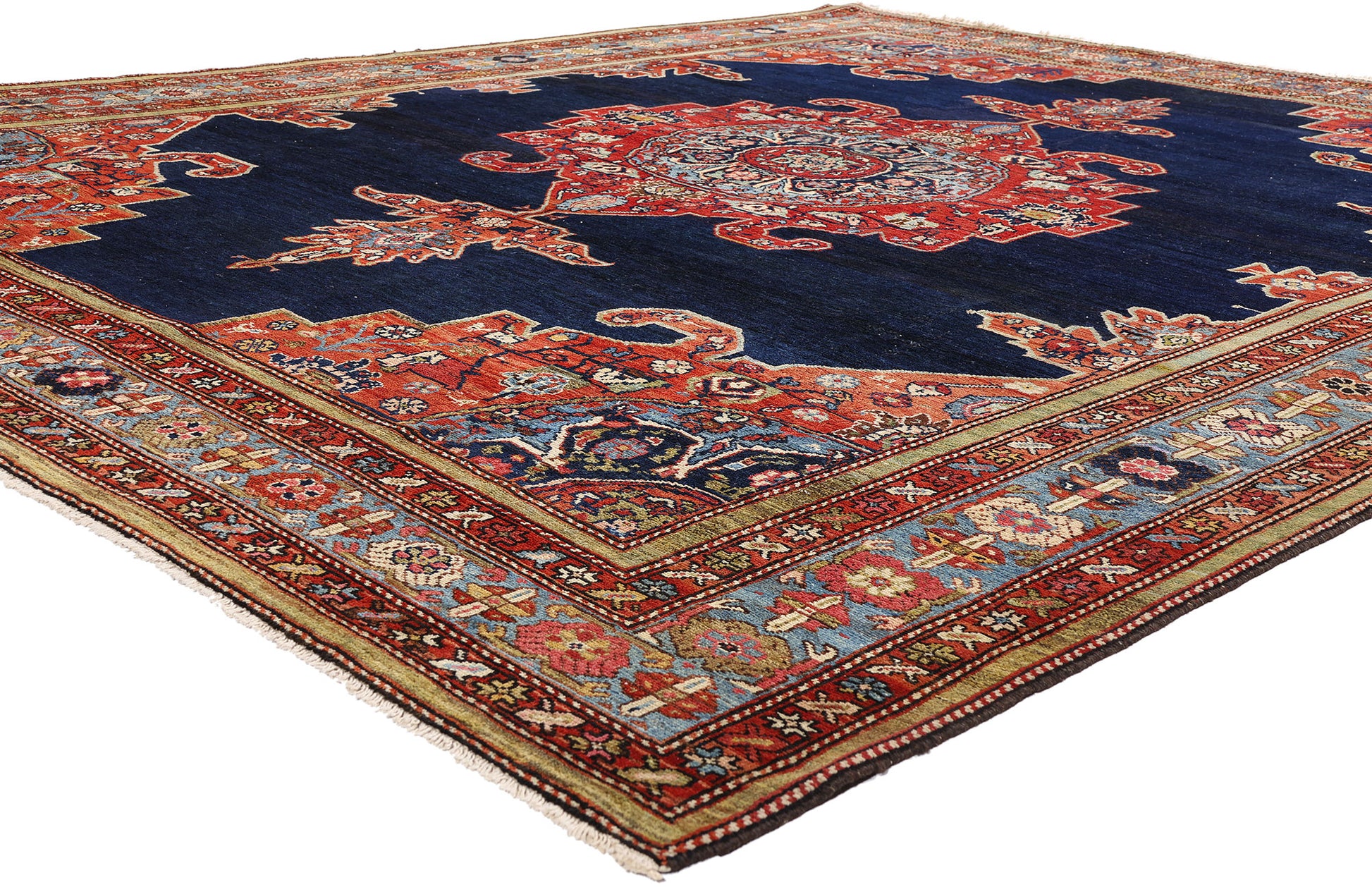 9 x 11 Navy Blue Antique Persian Malayer Rug 61504