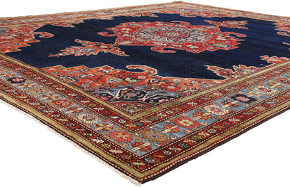 9 x 11 Navy Blue Antique Persian Malayer Rug 61504