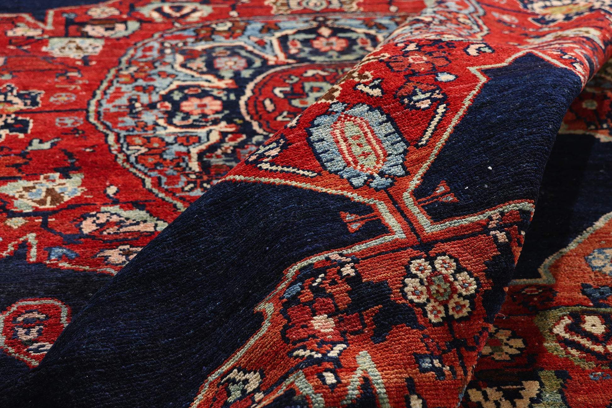 9 x 11 Navy Blue Antique Persian Malayer Rug 61504