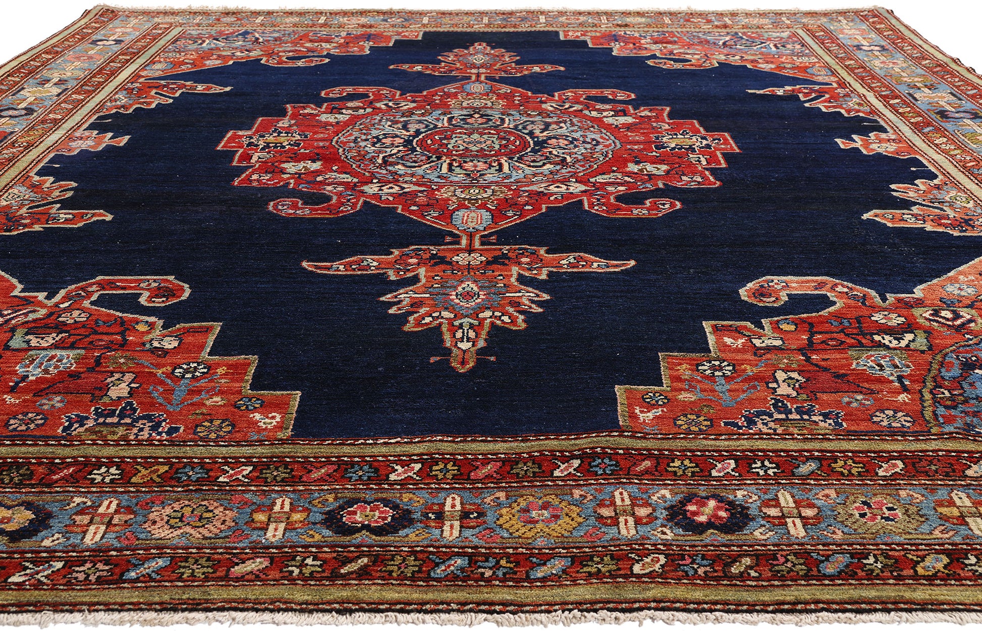 9 x 11 Navy Blue Antique Persian Malayer Rug 61504