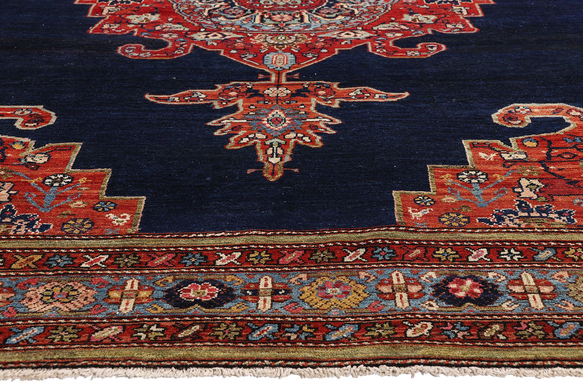 9 x 11 Navy Blue Antique Persian Malayer Rug 61504