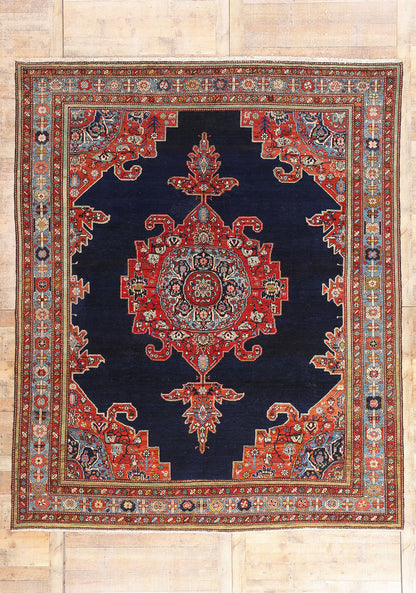 9 x 11 Navy Blue Antique Persian Malayer Rug 61504