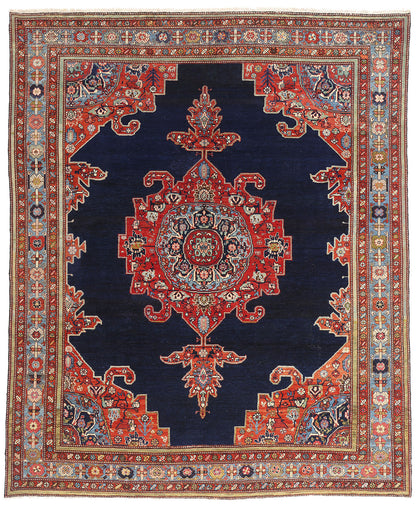 9 x 11 Navy Blue Antique Persian Malayer Rug 61504