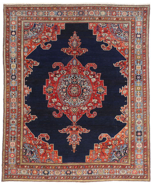 9 x 11 Navy Blue Antique Persian Malayer Rug 61504