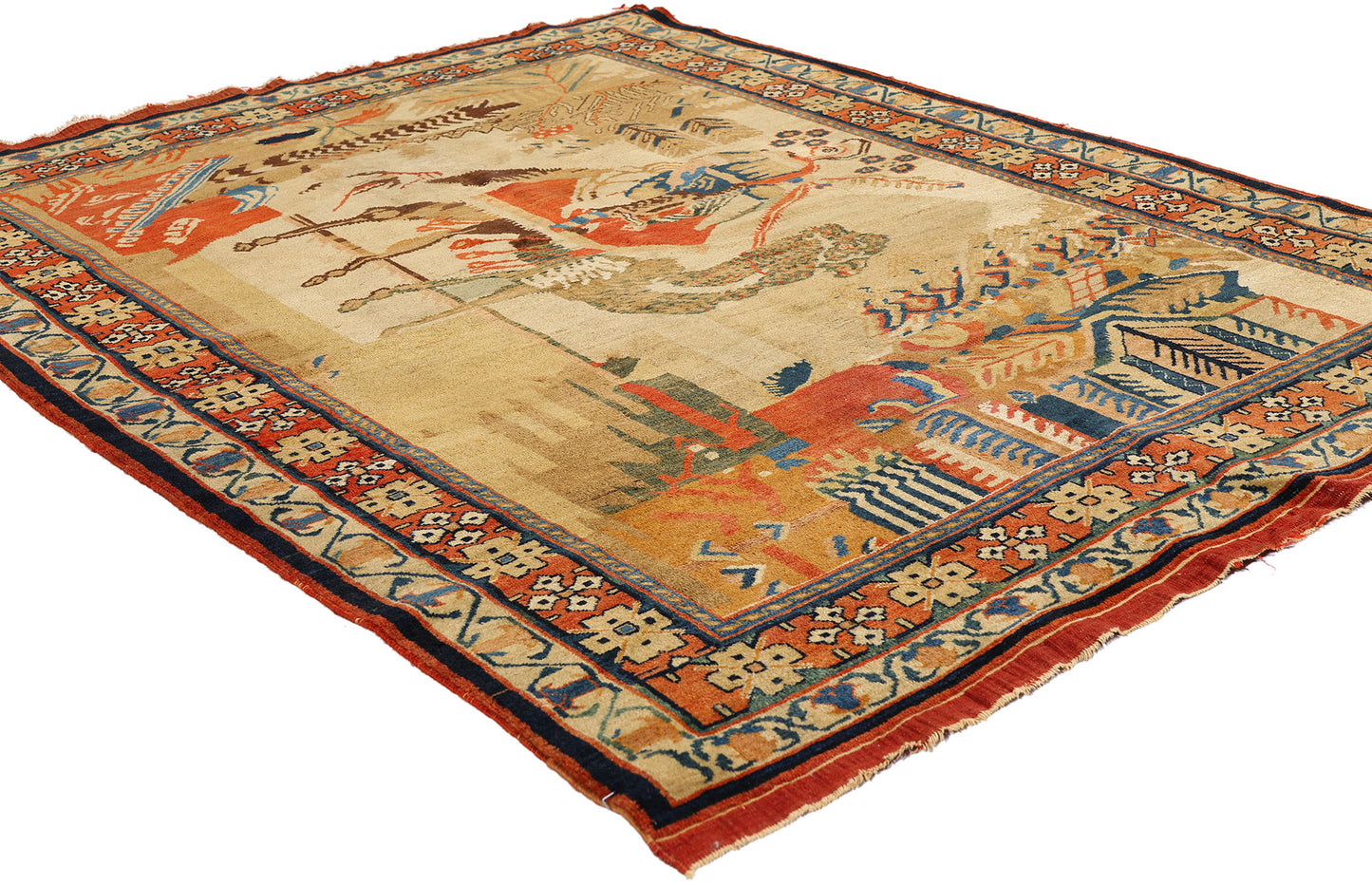 4 x 6 Antique Persian Afshar Pictorial Rug 79287