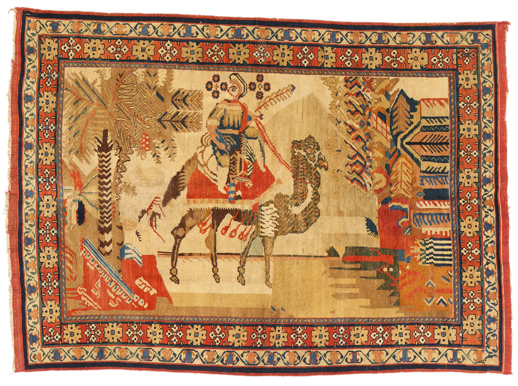 4 x 6 Antique Persian Afshar Pictorial Rug 79287