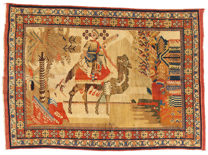 4 x 6 Antique Persian Afshar Pictorial Rug 79287