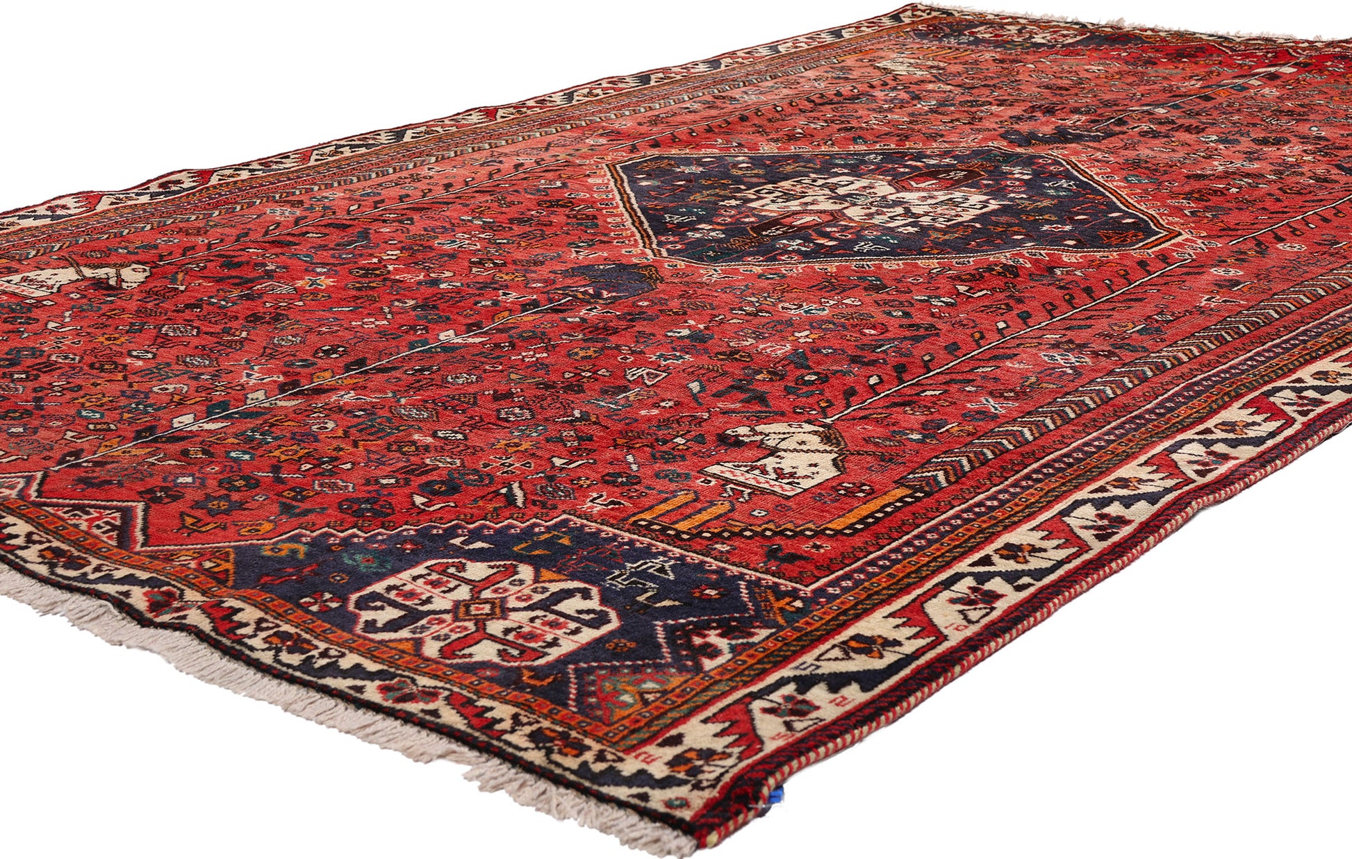 6 x 9 Red Antique Persian Qashqai Rug 61428
