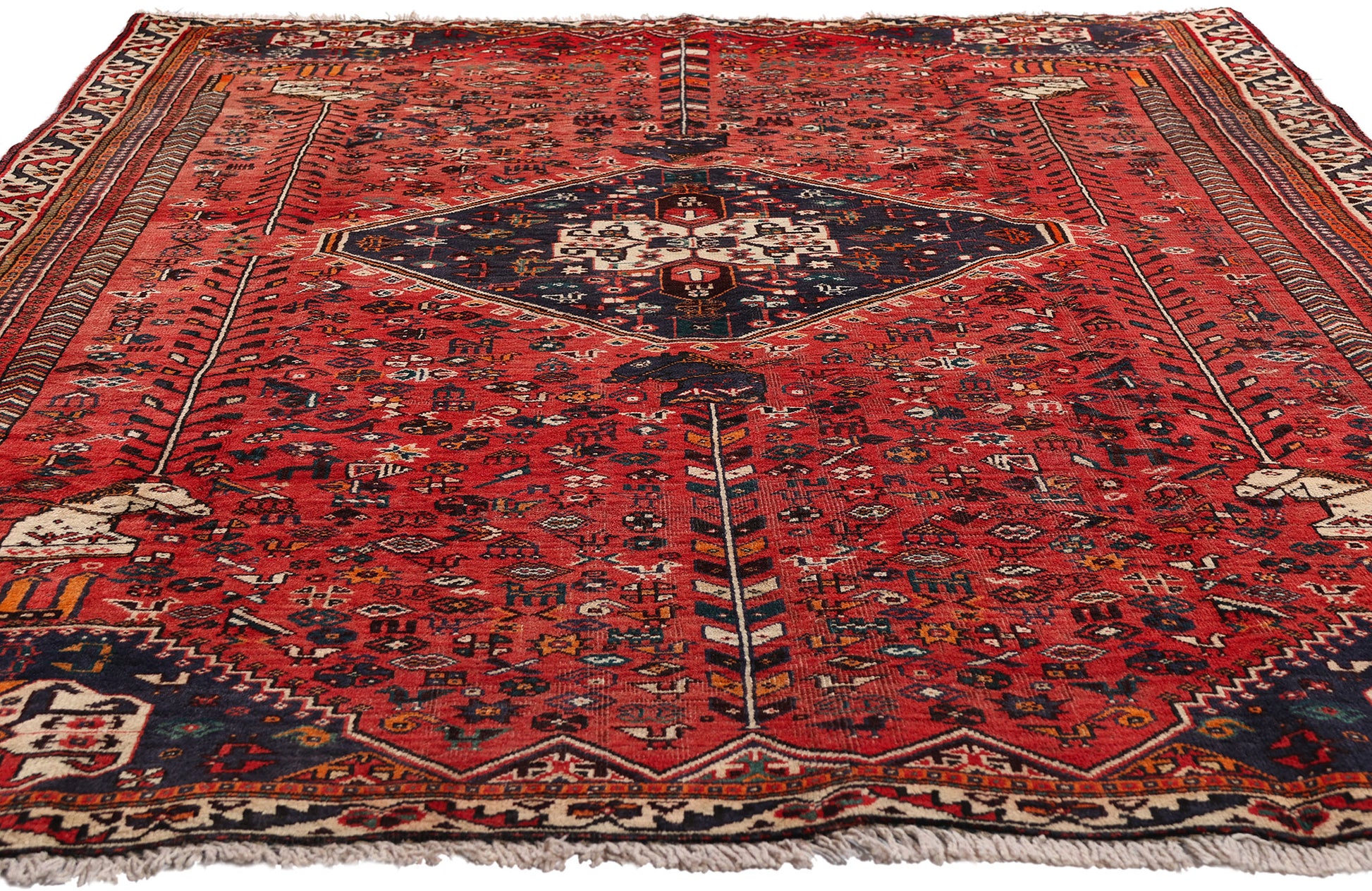 6 x 9 Red Antique Persian Qashqai Rug 61428