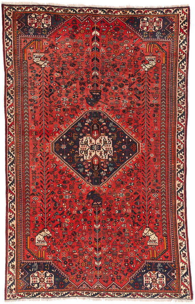 6 x 9 Red Antique Persian Qashqai Rug 61428