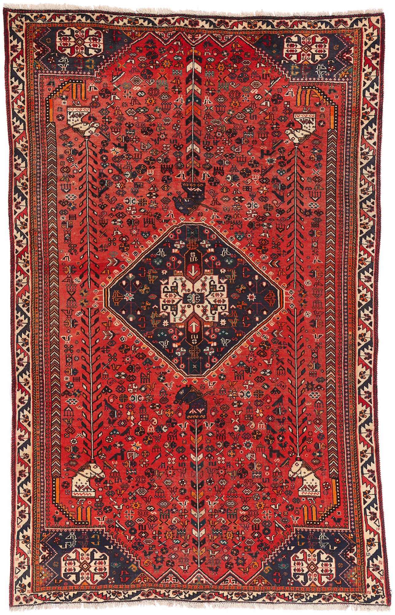 6 x 9 Red Antique Persian Qashqai Rug 61428