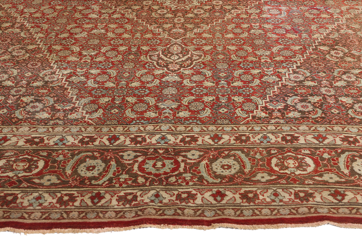 9 x 12 Antique Persian Mahi Tabriz Rug 78931