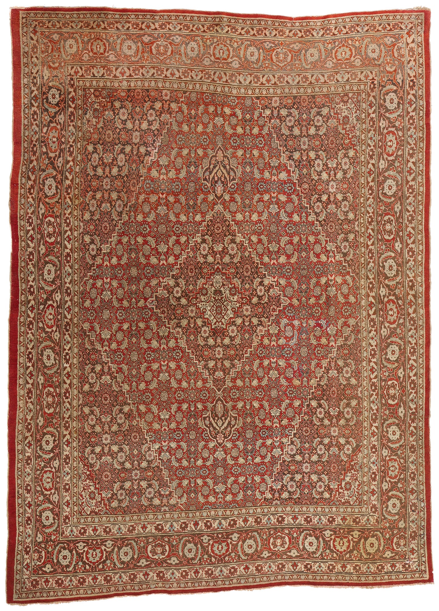 9 x 12 Antique Persian Mahi Tabriz Rug 78931