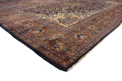 14 x 20 - Navy Blue Antique Persian Farahan Rug - 77179