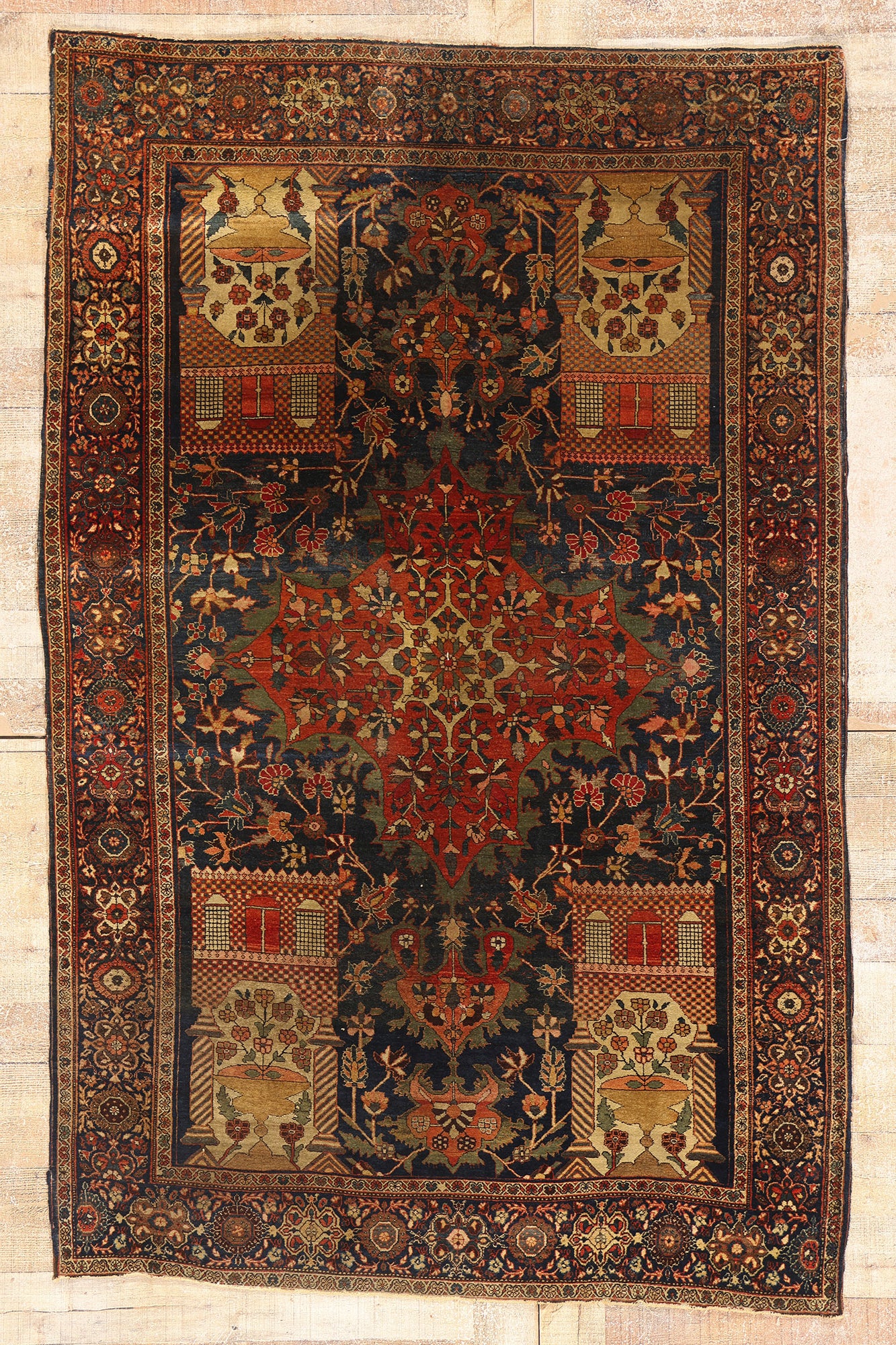 4 x 7 Antique Persian Sarouk Farahan Rug 79331