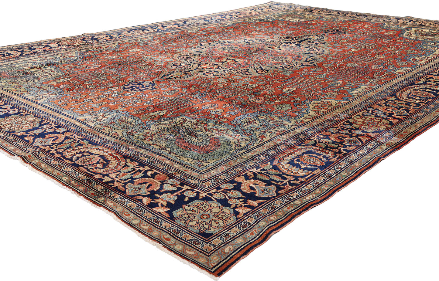 9 x 13 Red Antique Persian Farahan Rug 73477