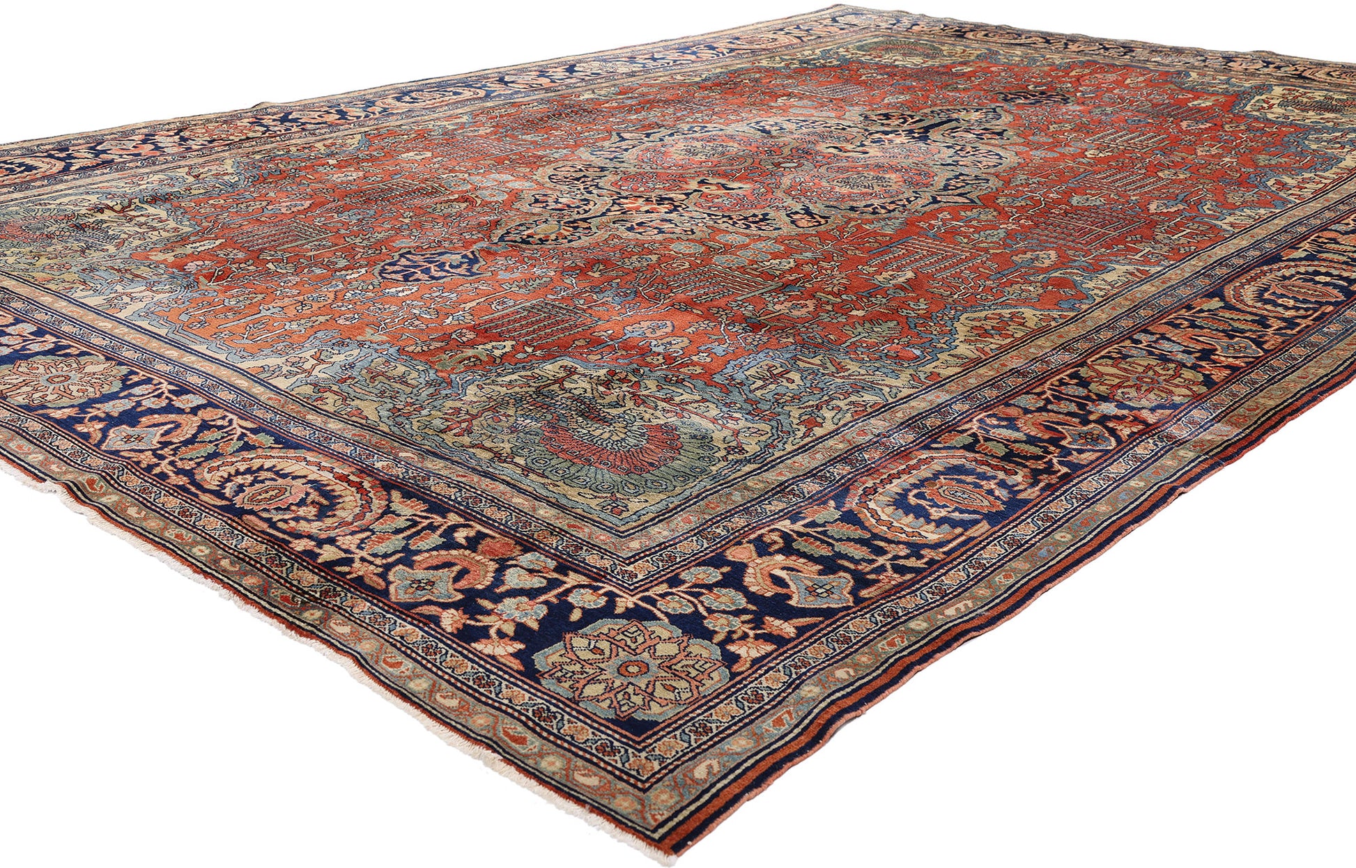 9 x 13 Red Antique Persian Farahan Rug 73477