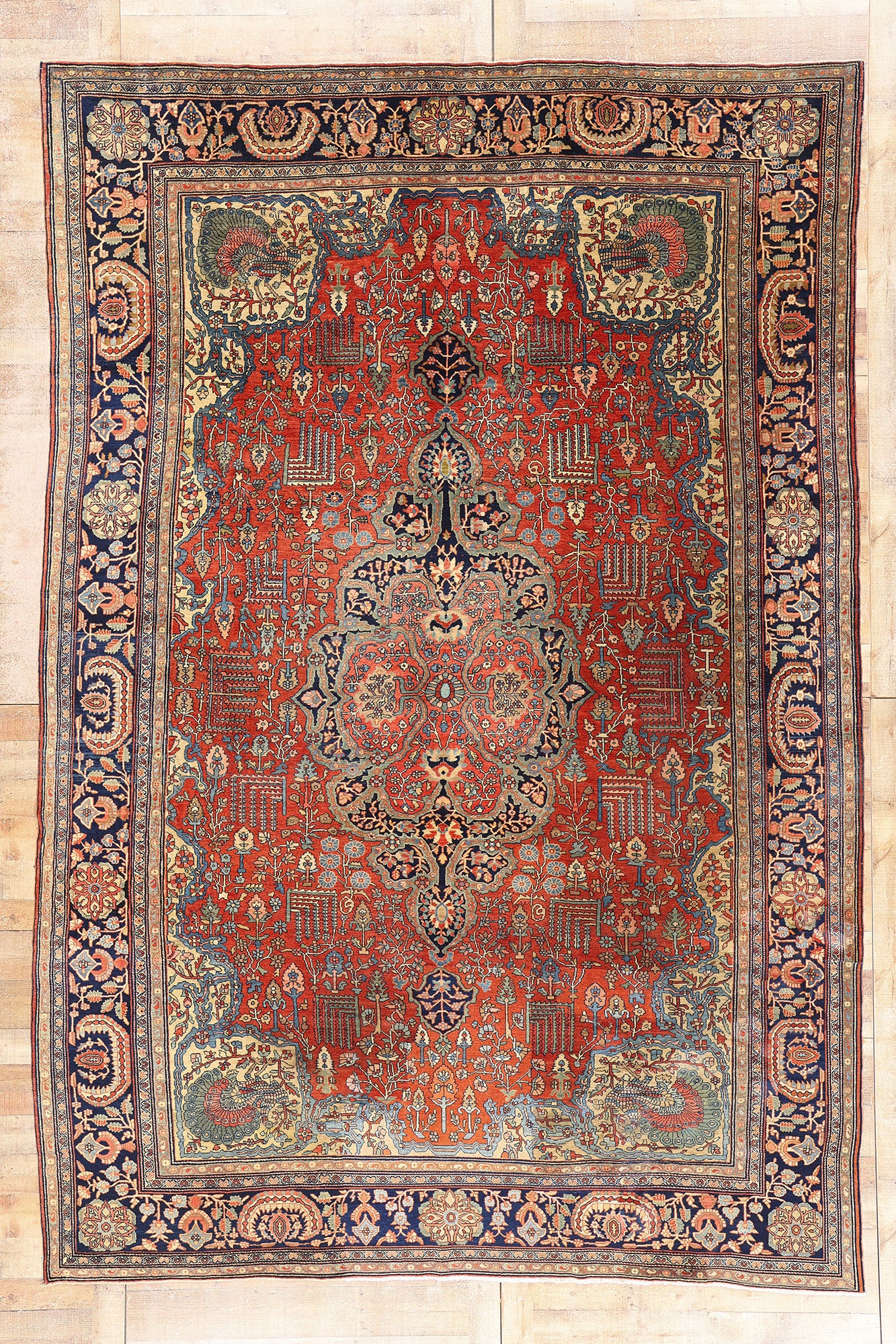 9 x 13 Red Antique Persian Farahan Rug 73477