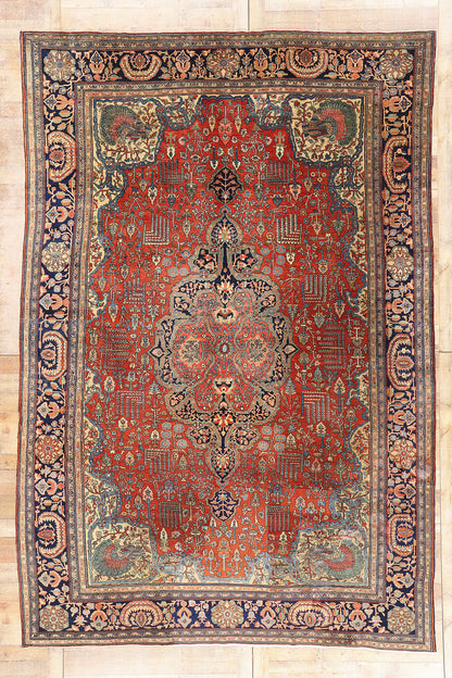 9 x 13 Red Antique Persian Farahan Rug 73477