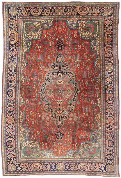 9 x 13 Red Antique Persian Farahan Rug 73477