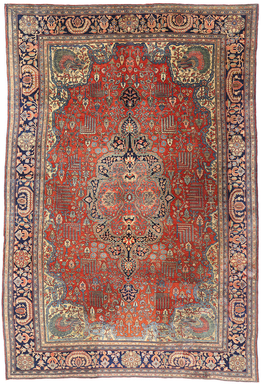 9 x 13 Red Antique Persian Farahan Rug 73477