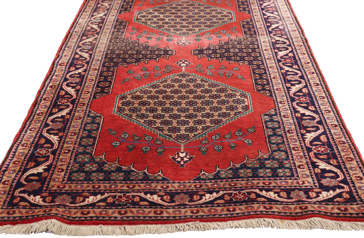 4 x 13 Antique Red Persian Senneh Rug 90030