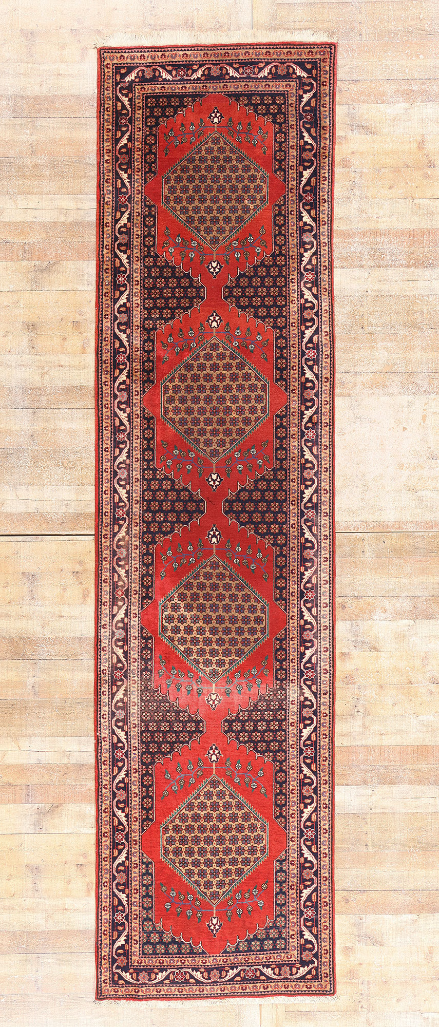 4 x 13 Antique Red Persian Senneh Rug 90030