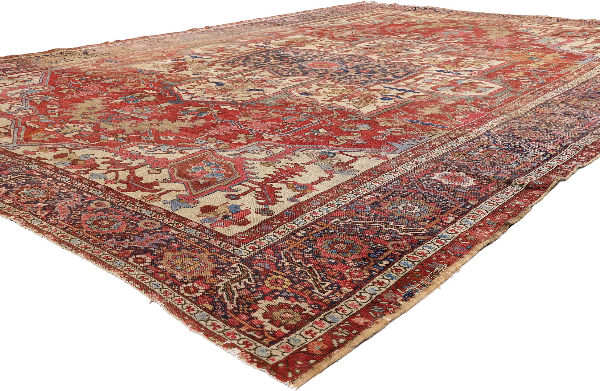 11 x 15 Red Antique Persian Serapi Rug 79290
