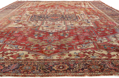 11 x 15 Red Antique Persian Serapi Rug 79290