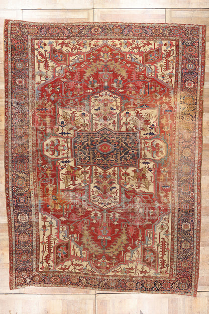 11 x 15 Red Antique Persian Serapi Rug 79290