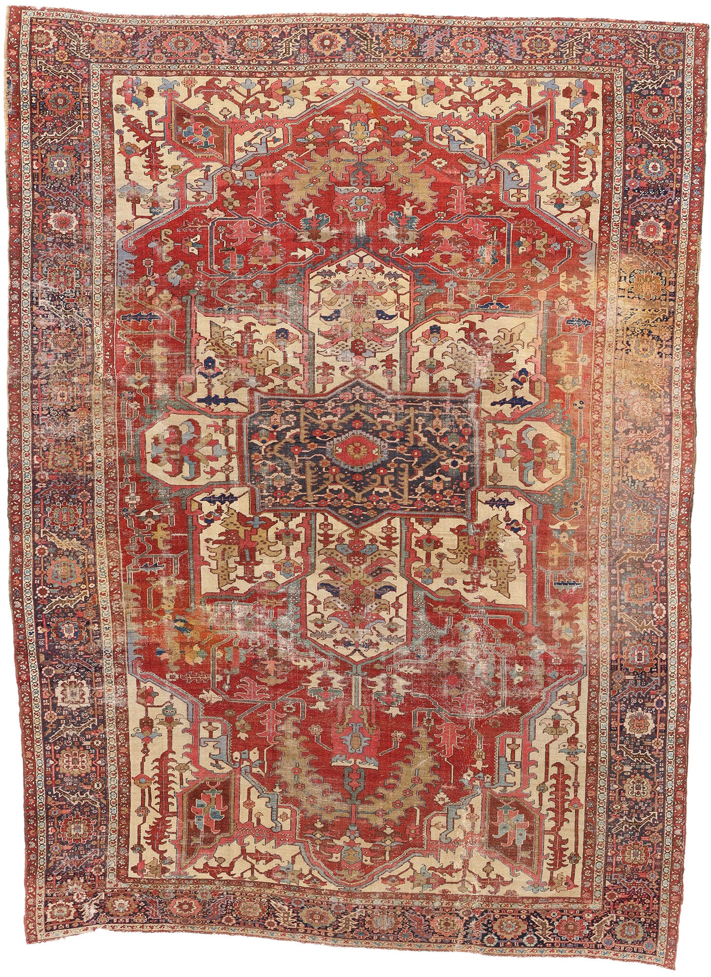 11 x 15 Red Antique Persian Serapi Rug 79290