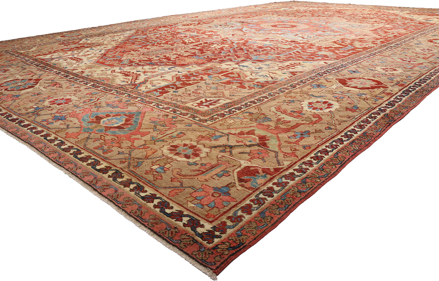 16 x 25 Late 19th Century Antique Persian Serapi Rug 78708