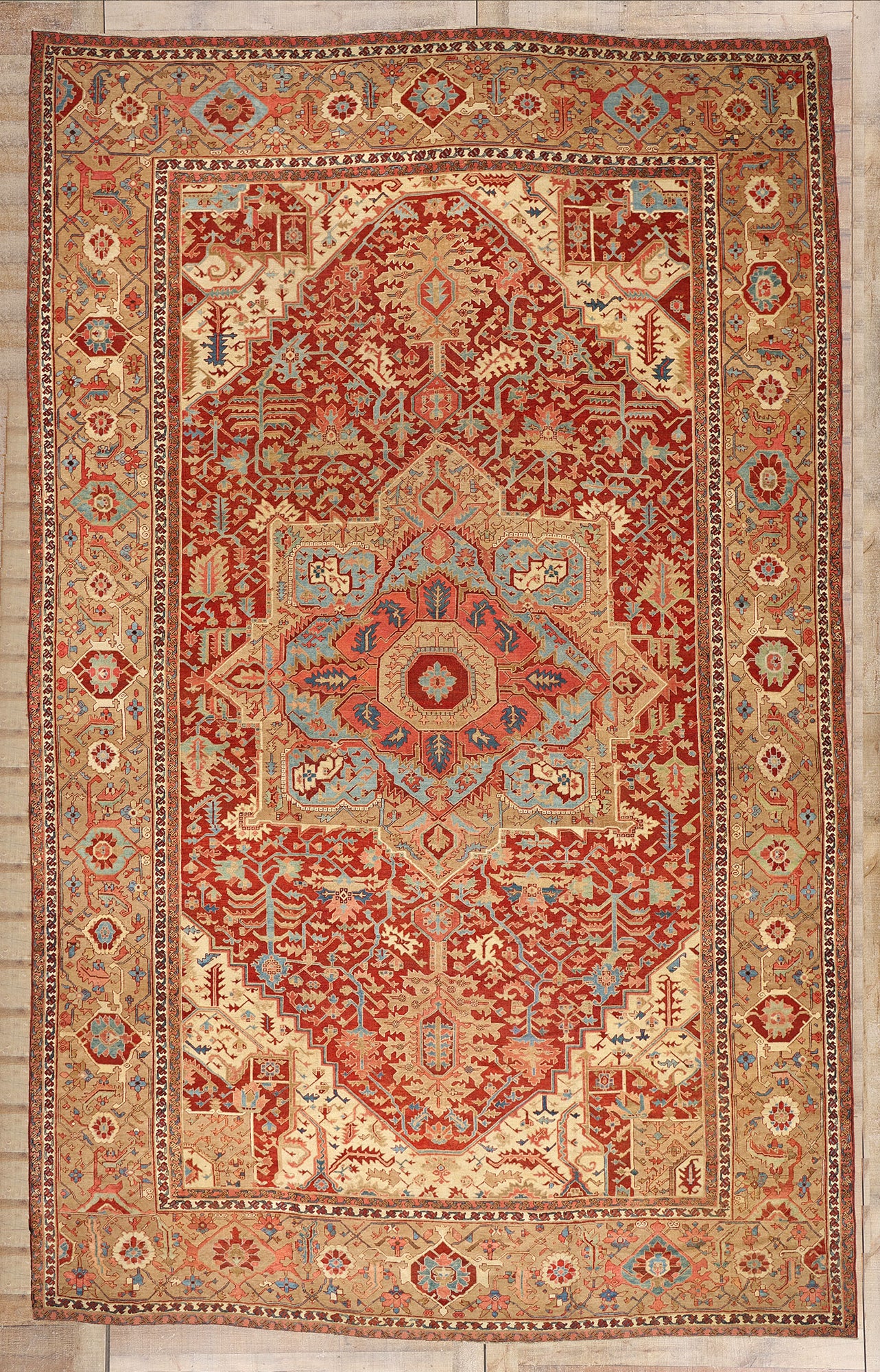 16 x 25 Late 19th Century Antique Persian Serapi Rug 78708