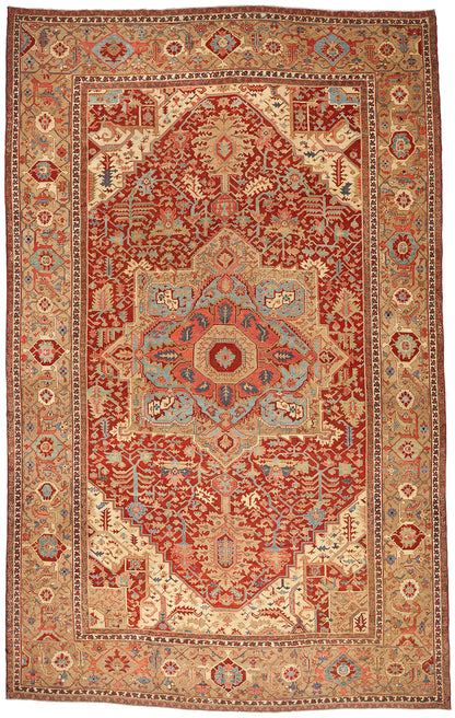 16 x 25 Late 19th Century Antique Persian Serapi Rug 78708