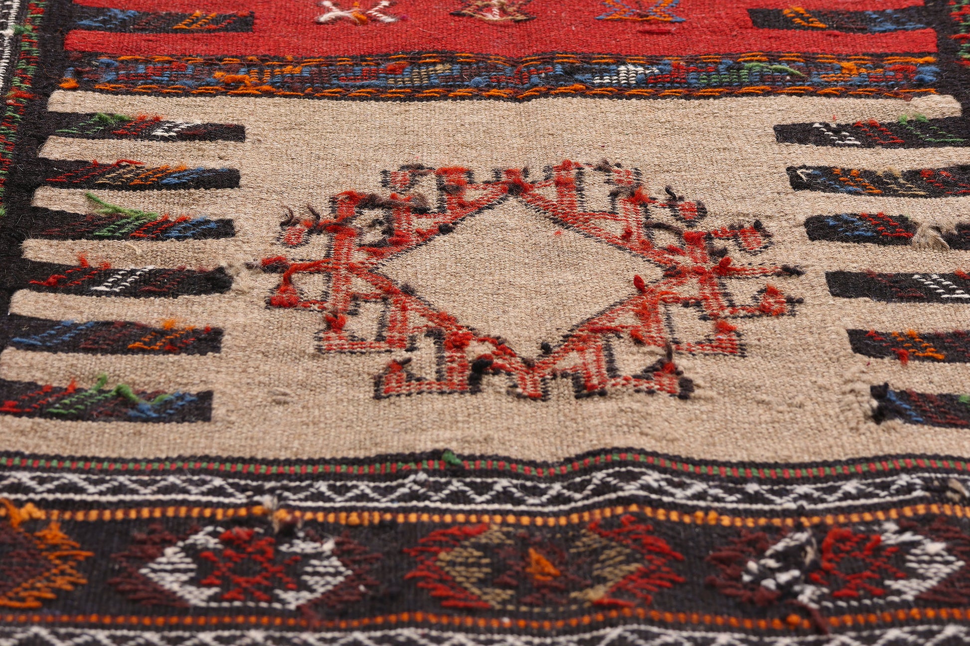 3 x 6 Beige Antique Persian Shahsavan Kilim Rug 79345