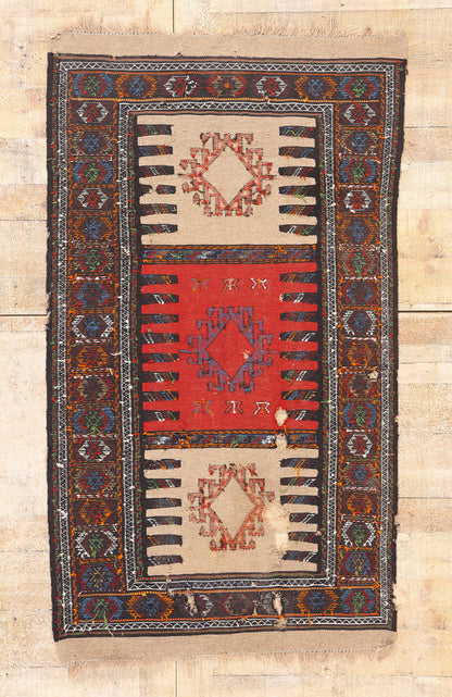 3 x 6 Beige Antique Persian Shahsavan Kilim Rug 79345