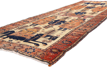 5 x 13 Beige Antique Persian Shiraz Pictorial Rug 61539