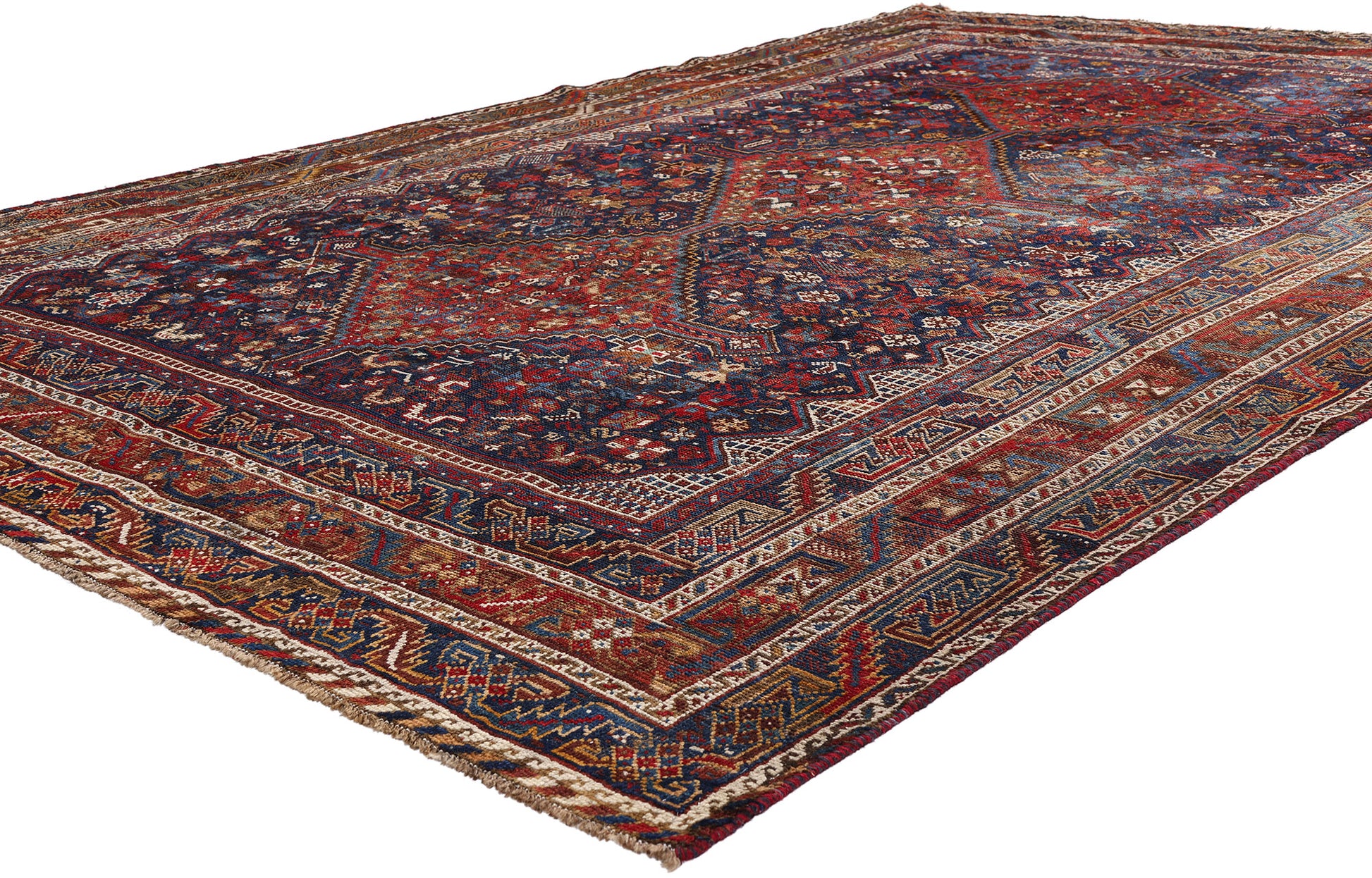 7 x 11 Navy Blue Antique Persian Shiraz Rug 61427