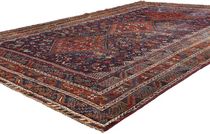 7 x 11 Navy Blue Antique Persian Shiraz Rug 61427