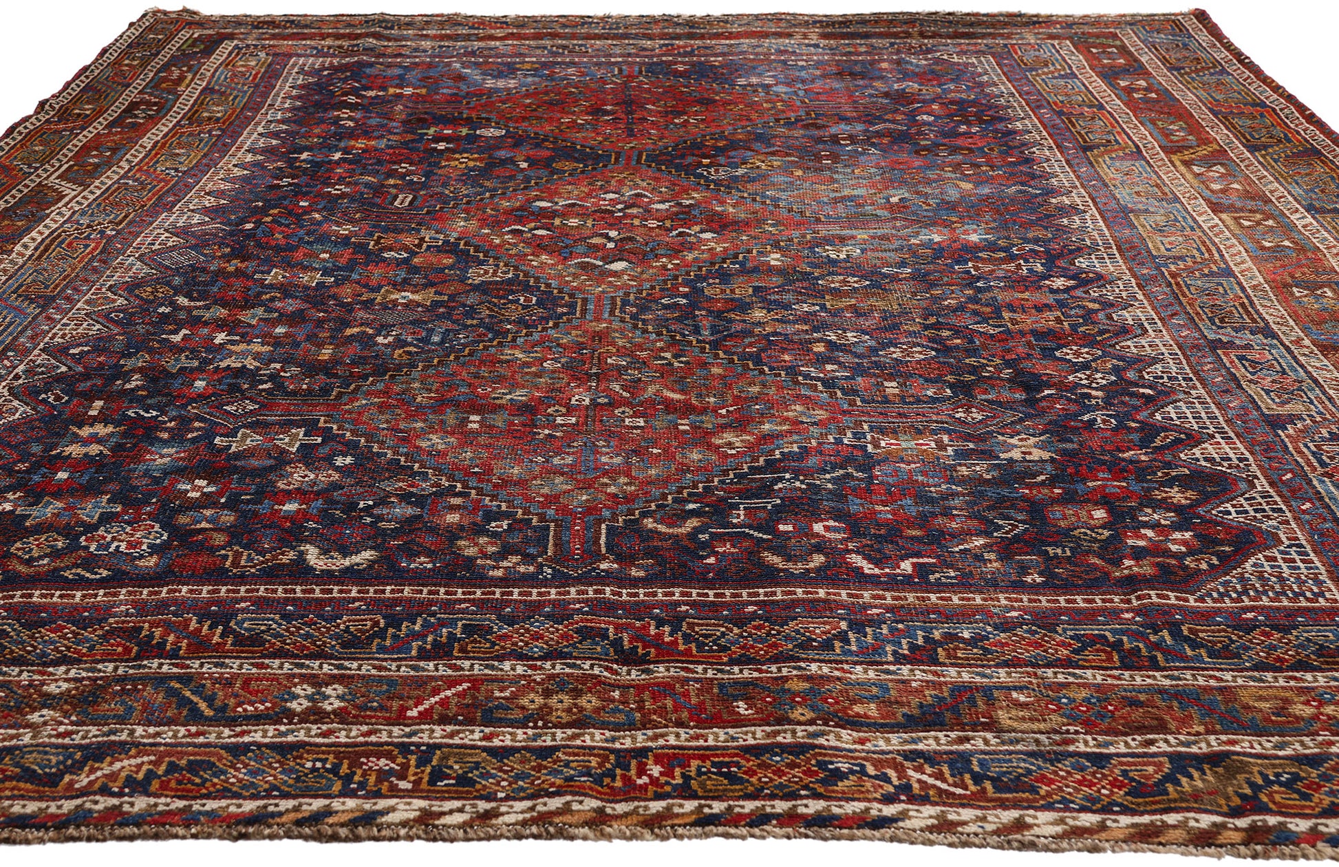 7 x 11 Navy Blue Antique Persian Shiraz Rug 61427