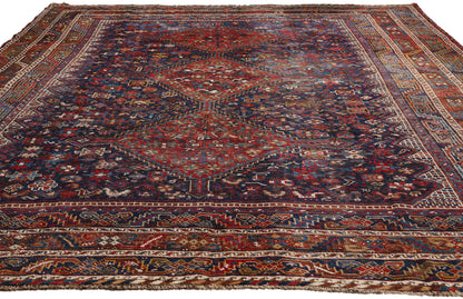 7 x 11 Navy Blue Antique Persian Shiraz Rug 61427