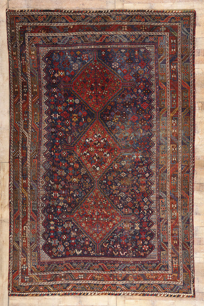 7 x 11 Navy Blue Antique Persian Shiraz Rug 61427