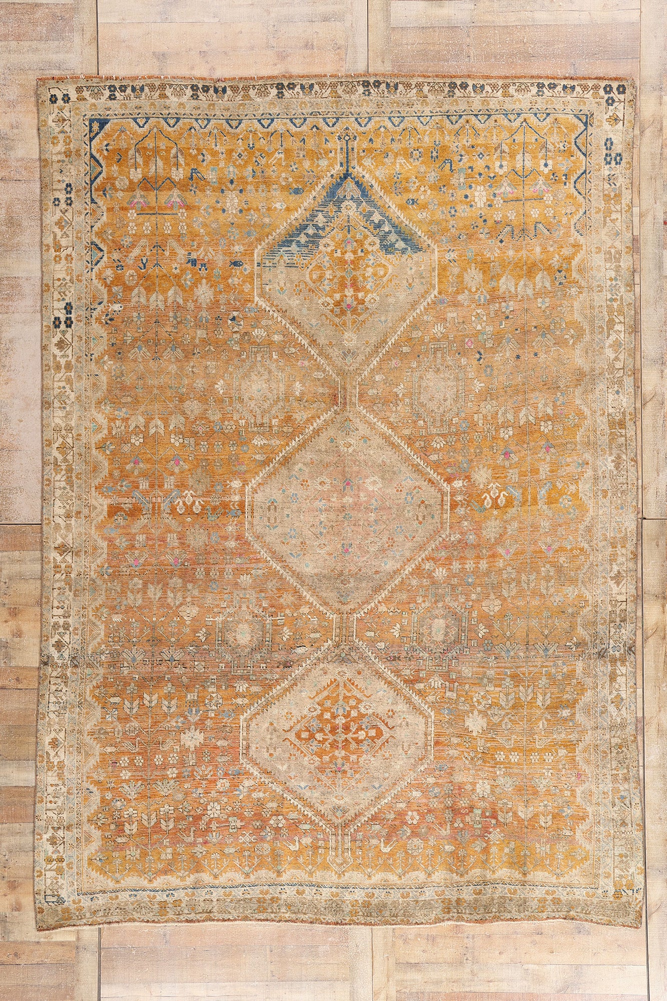 9 x13 Orange Antique Persian Shiraz Rug 61528