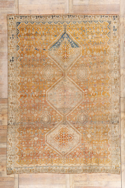 9 x13 Orange Antique Persian Shiraz Rug 61528