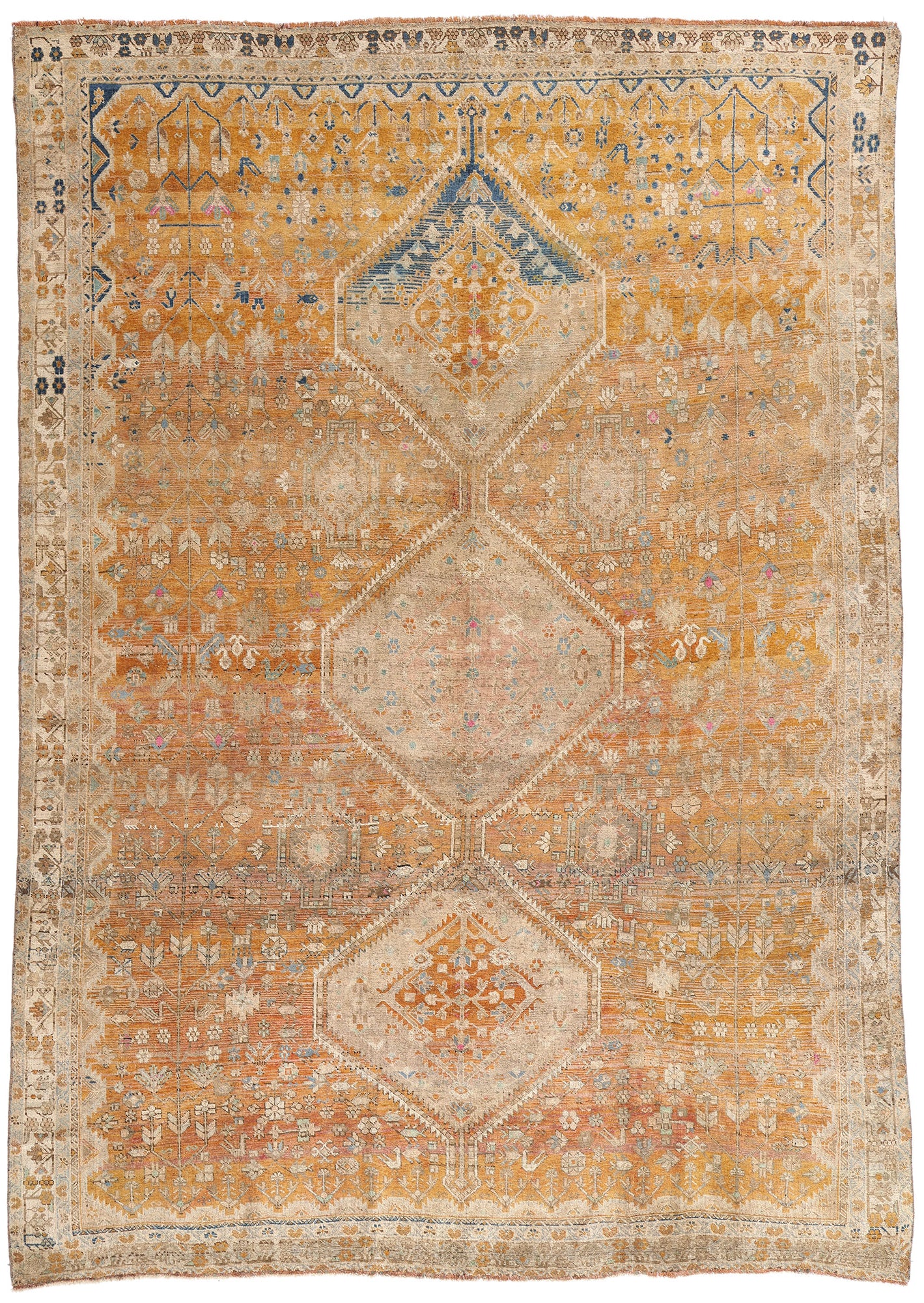 9 x13 Orange Antique Persian Shiraz Rug 61528