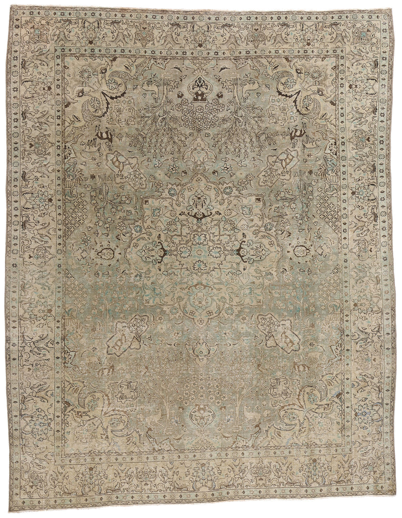 10 x 12 Antique Persian Tabriz Rug 61378