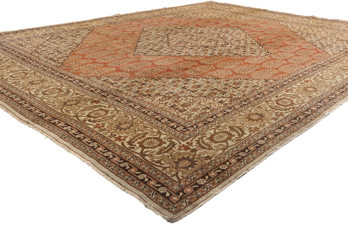 10 x 12 - Brown Antique Persian Tabriz Rug - 73538