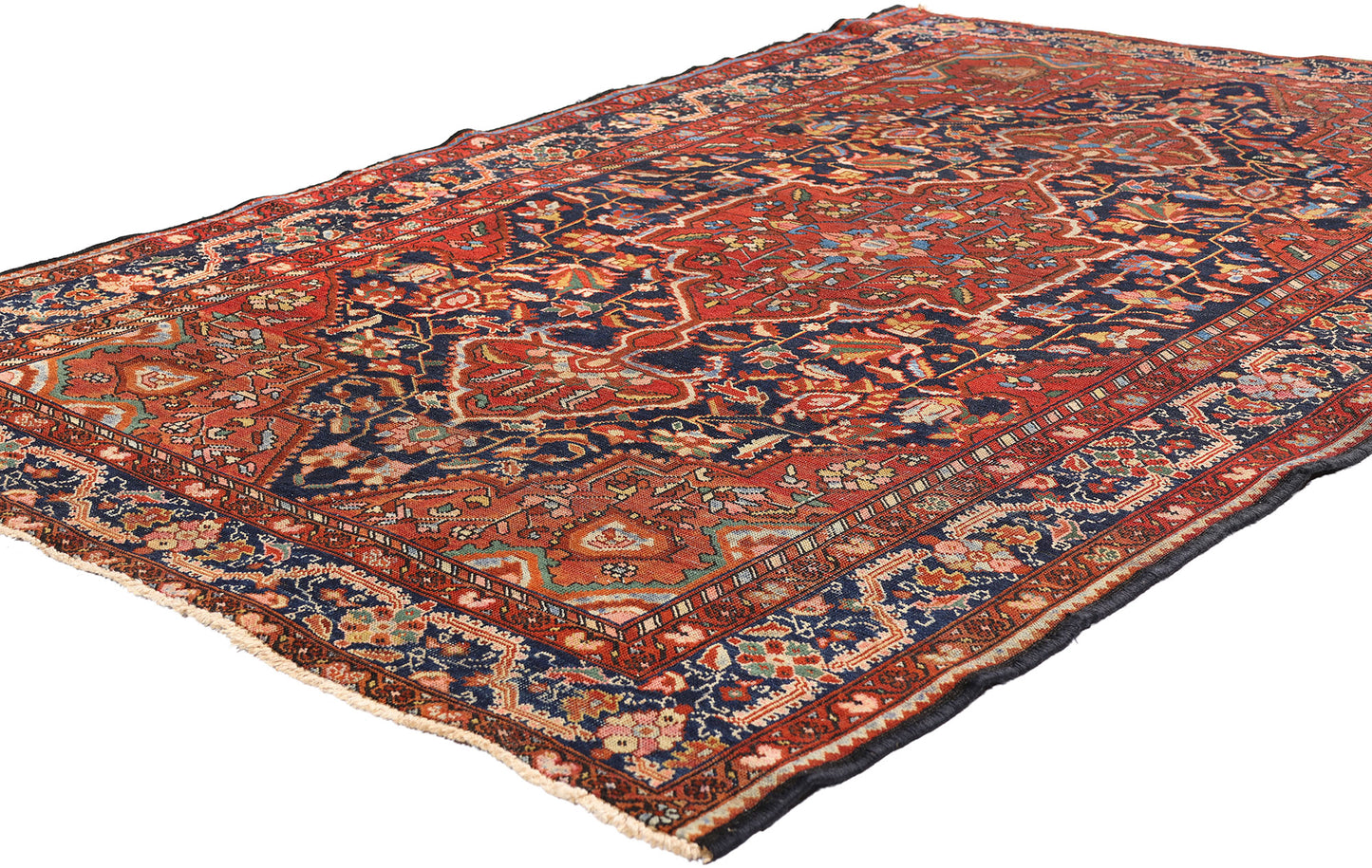 4 x 7 Navy Blue Antique Persian Tabriz Rug 79328